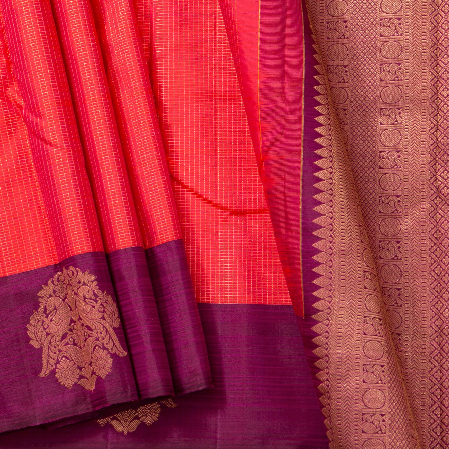 Pink And Magenta Kanchipuram Silk Saree For Festive Wear PV MEN 238 - Silk Sari - Panjavarnam PV MEN 238