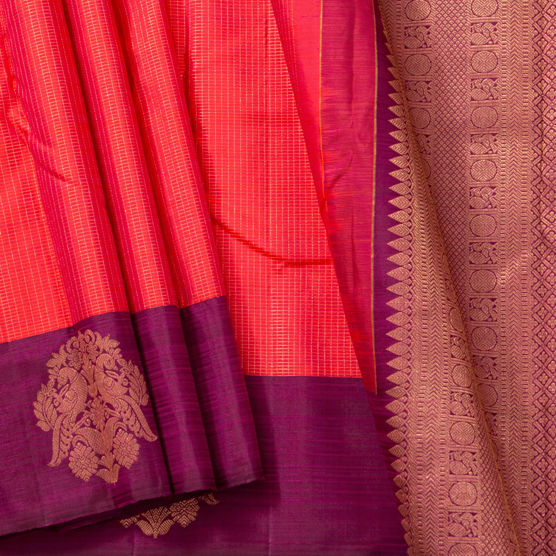 Pink And Magenta Kanchipuram Silk Saree For Festive Wear PV MEN 238 - Silk Sari - Panjavarnam PV MEN 238