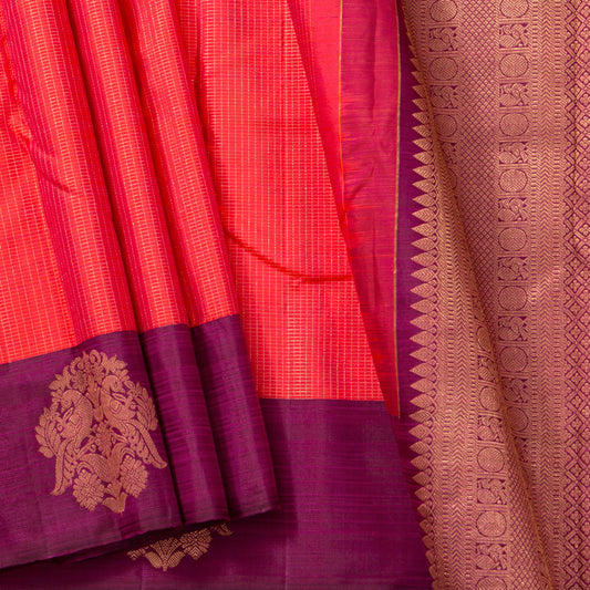 Pink And Magenta Kanchipuram Silk Saree For Festive Wear PV MEN 238 - Silk Sari - Panjavarnam PV MEN 238