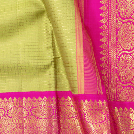 Elachi Green And Pink Kanchipuram Silk Saree For Bridal Wear PV NYC 1600
