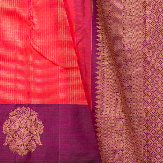 Pink And Magenta Kanchipuram Silk Saree For Festive Wear PV MEN 238 - Silk Sari - Panjavarnam PV MEN 238