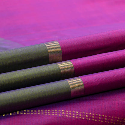 Lavender, Magenta And Grey Mubbagam Kanchipuram Silk Saree For Festive Wear PV 2052