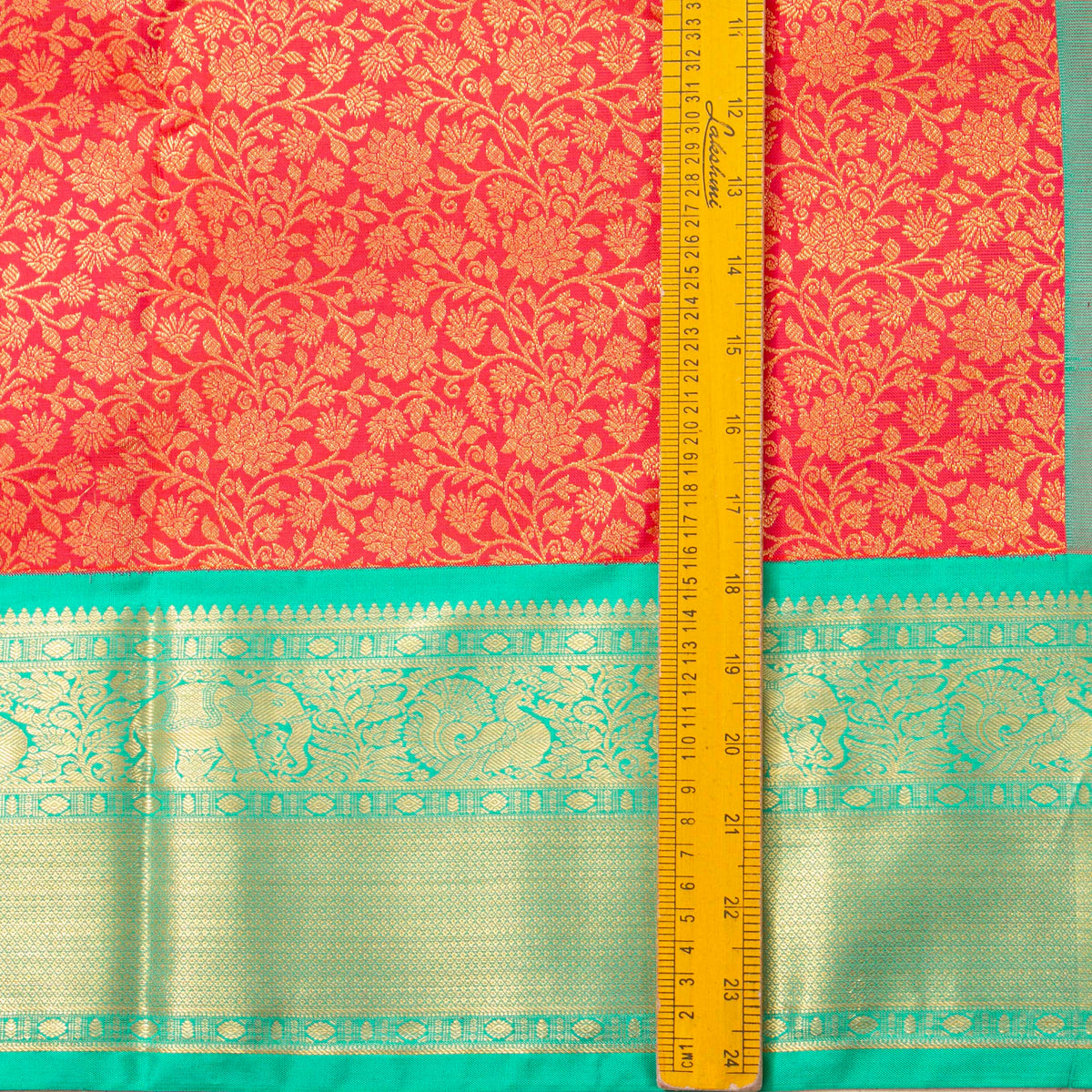 Red And Sea Green Kanchipuram Silk Saree For Festive Wear PV MEN 224 - Silk Sari - Panjavarnam PV MEN 224