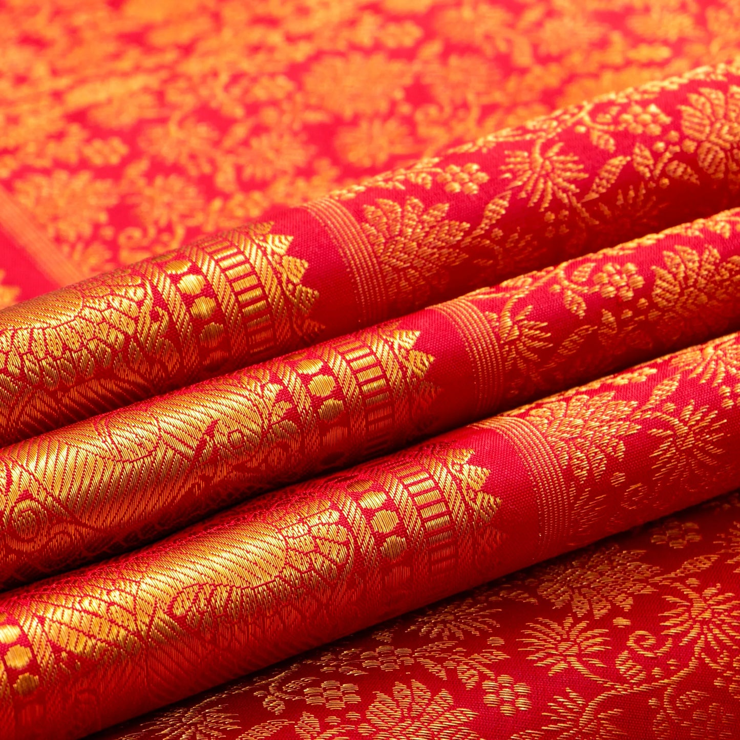 Red Kanchipuram Silk Saree For Bridal Wear PV NYC 1605