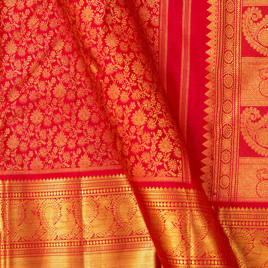 Red Kanchipuram Silk Saree For Bridal Wear PV NYC 1605