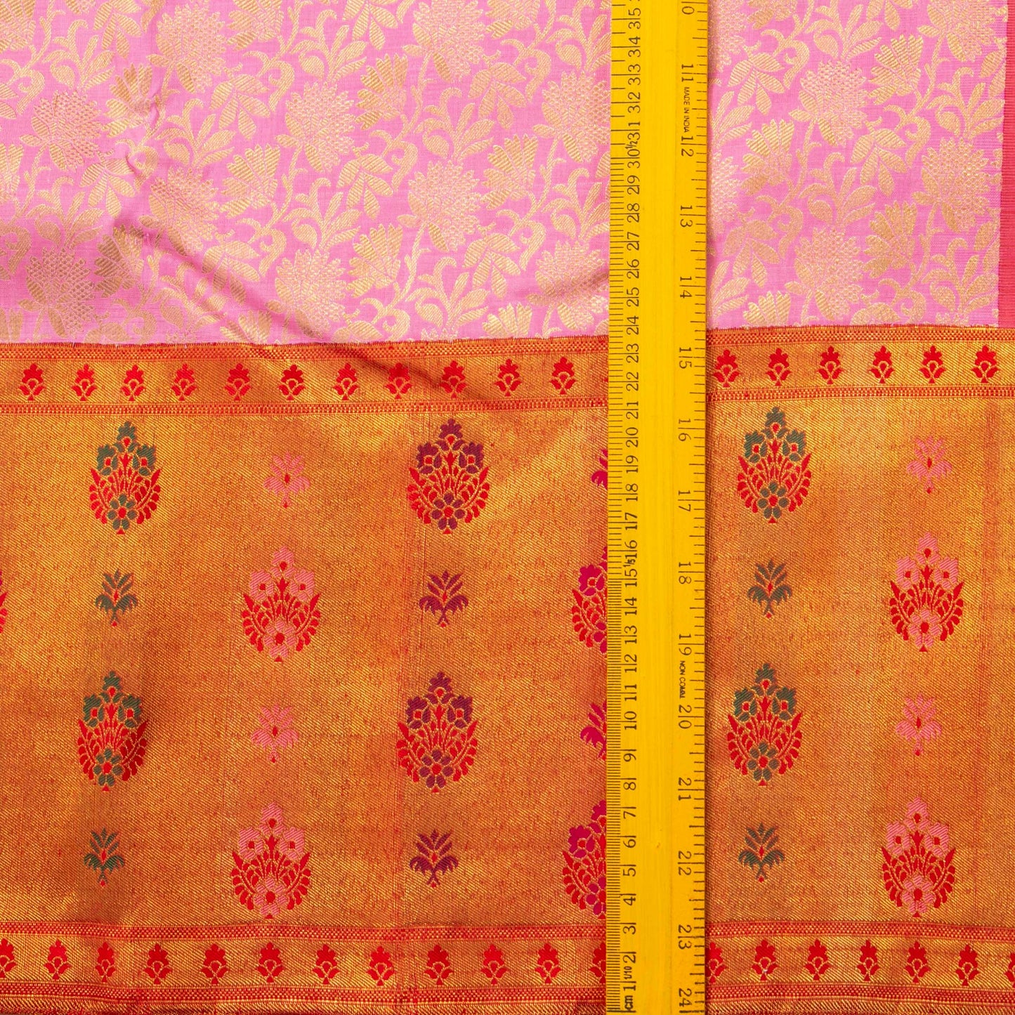 Pink And Red Kanchipuram Silk Saree For Bridal Wear PV NYC 1604