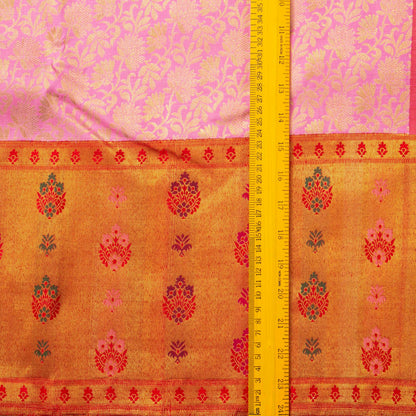 Pink And Red Kanchipuram Silk Saree For Bridal Wear PV NYC 1604