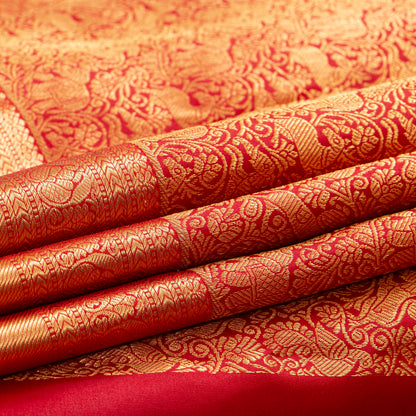 Red Kanchipuram Silk Saree Vanasingaram For Festive Wear PV MEN 236 - Silk Sari - Panjavarnam PV MEN 236