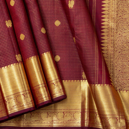 Maroon Kanchipuram Silk Saree For Bridal Wear PV NYC 1655
