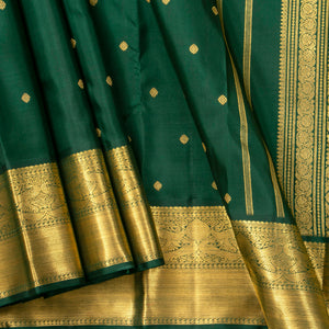 Bottle Green Kanchipuram Silk Saree For Wedding Wear PV 2039