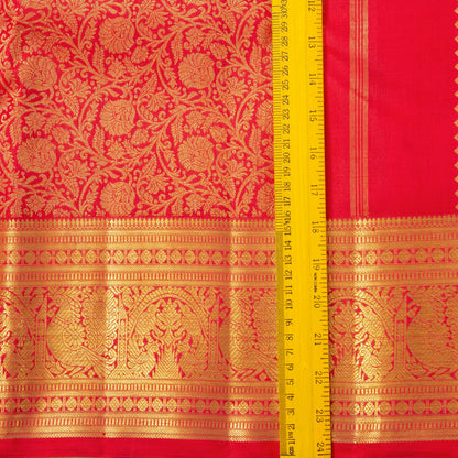 Red Kanchipuram Silk Saree For Bridal Wear PV NYC 1635
