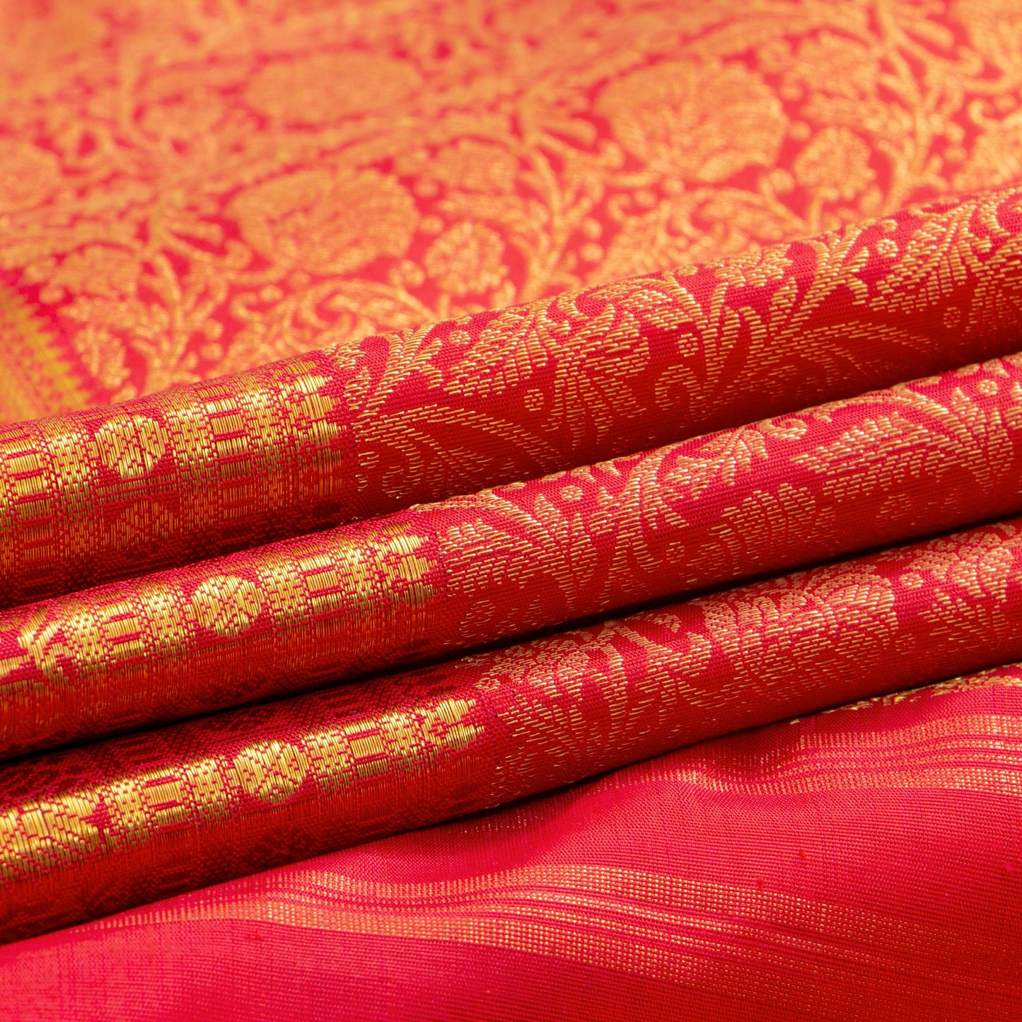 Red Kanchipuram Silk Saree For Bridal Wear PV NYC 1635