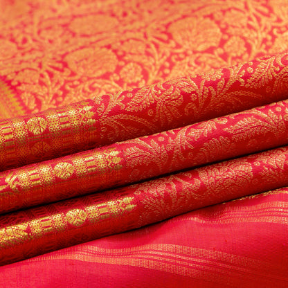 Red Kanchipuram Silk Saree For Bridal Wear PV NYC 1635