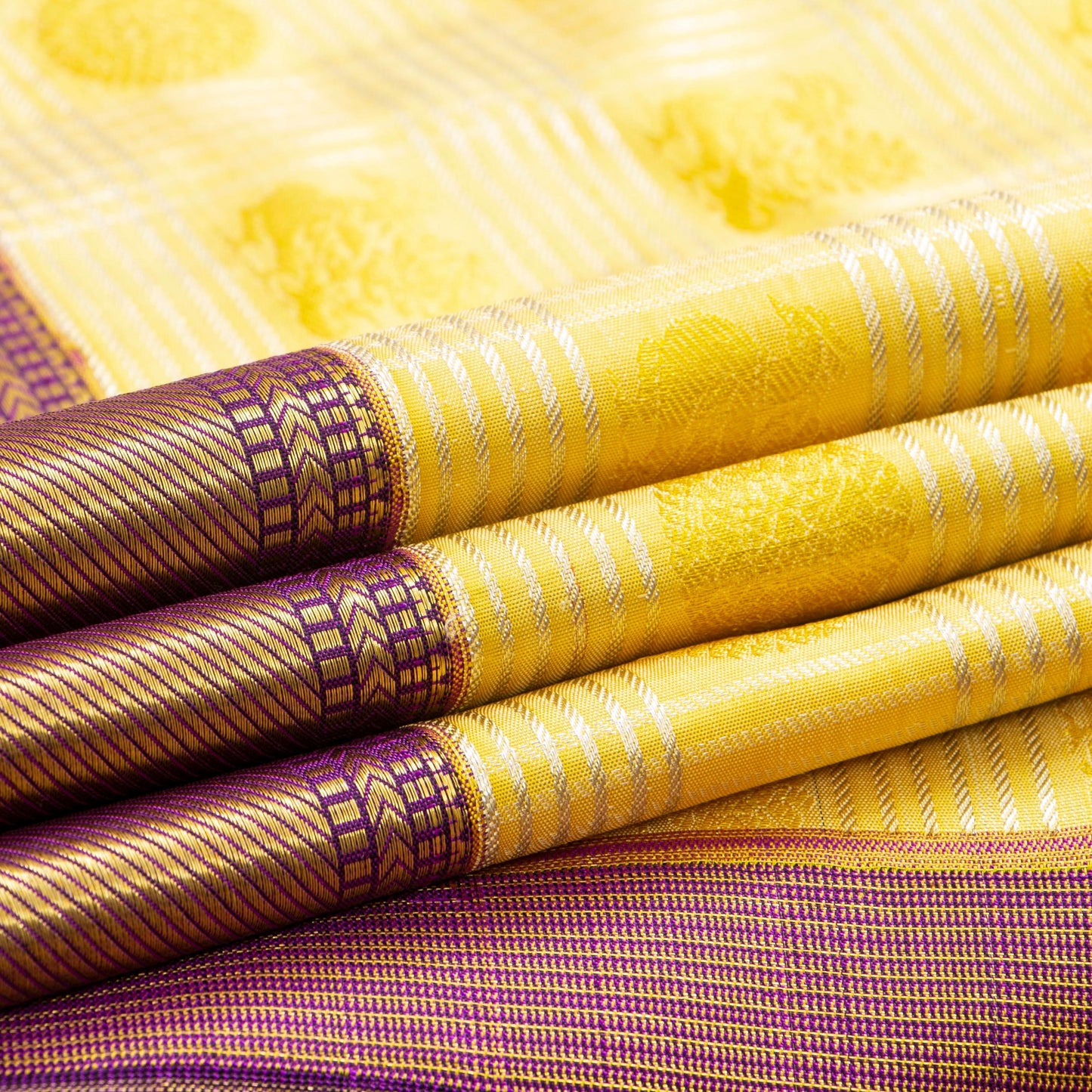 Yellow And Wine Kanchipuram Silk Saree For Bridal Wear PV NYC 1603