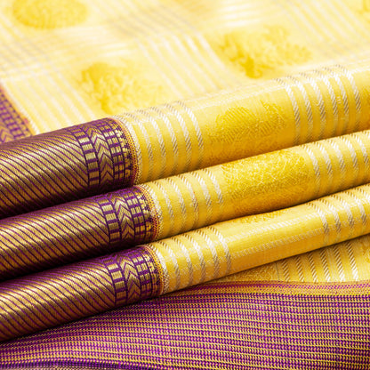 Yellow And Wine Kanchipuram Silk Saree For Bridal Wear PV NYC 1603