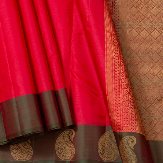 Pink And Green Kanchipuram Silk Saree For Festive Wear PV MEN 119