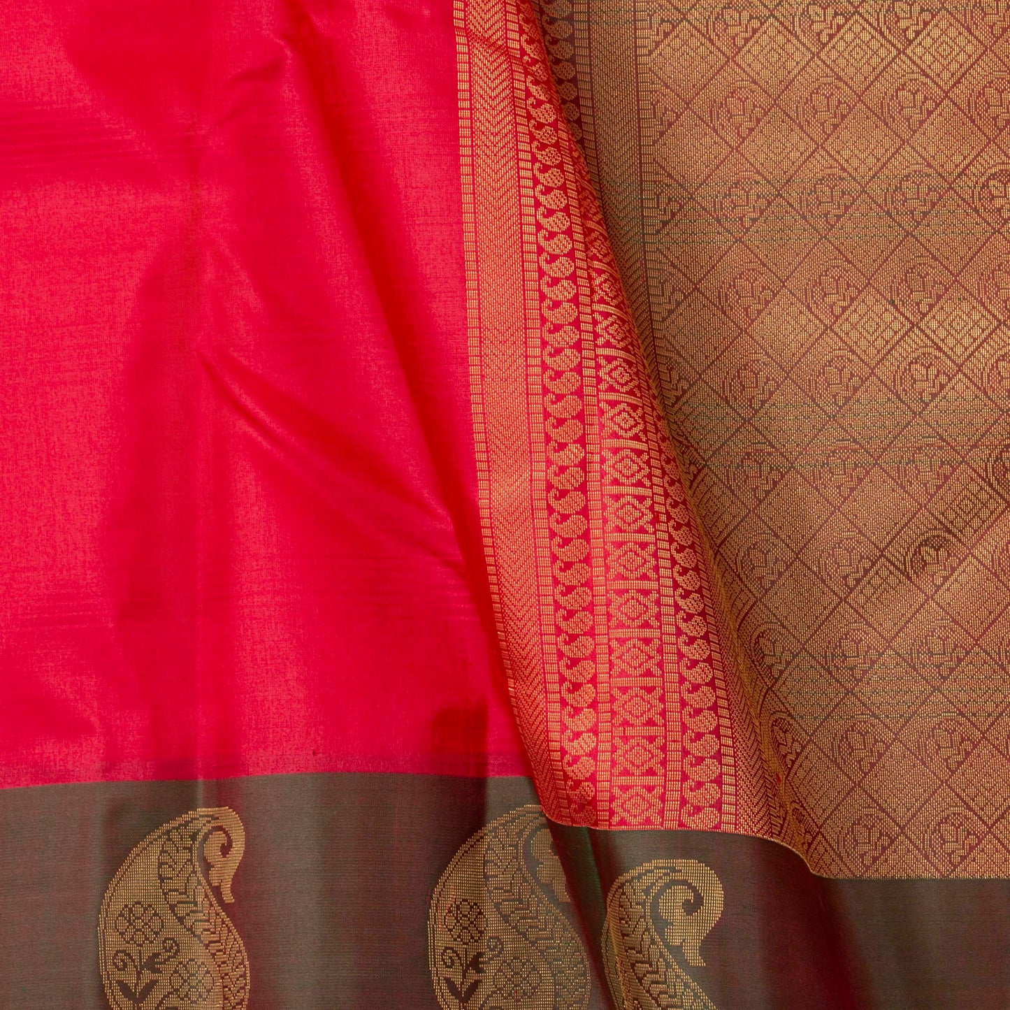 Pink And Green Kanchipuram Silk Saree For Festive Wear PV MEN 119