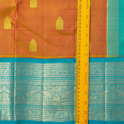 Orange And Anandha Blue Kanchipuram Silk Saree With Silver Zari For Wedding Wear PV NYC 1595