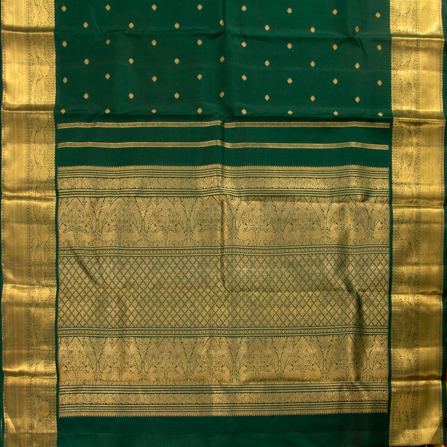 Bottle Green Kanchipuram Silk Saree For Wedding Wear PV 2039