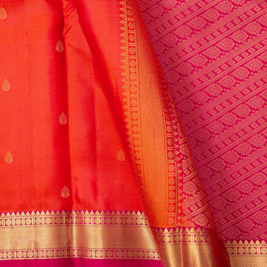 Orange And Pink Kanchipuram Silk Saree For Festive Wear PV MEN 156
