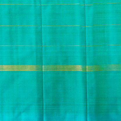 Black And Teal Light Weight Kanchipuram Silk Saree For Festive Wear PV 2042