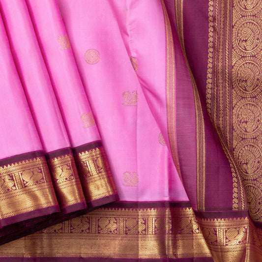 Pink And Wine Kanchipuram Silk Saree For Bridal Wear PV NYC 1645