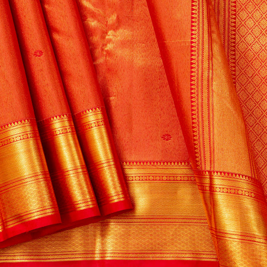 Red Tissue Kanchipuram Silk Saree For Festive Wear PV MEN 228 - Silk Sari - Panjavarnam PV MEN 228