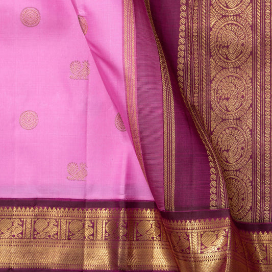 Pink And Wine Kanchipuram Silk Saree For Bridal Wear PV NYC 1645