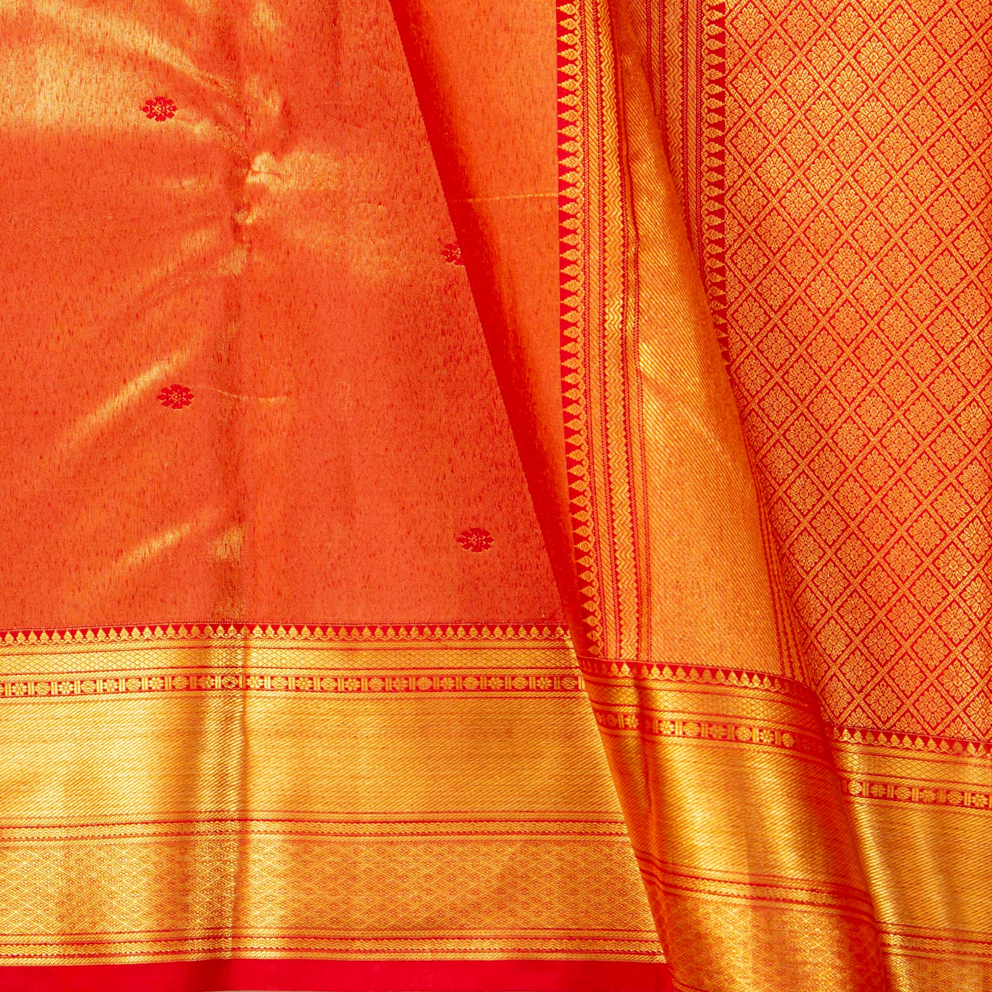 Red Tissue Kanchipuram Silk Saree For Festive Wear PV MEN 228 - Silk Sari - Panjavarnam PV MEN 228