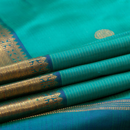 Mayilkazhuthu Green and Blue Kanchipuram Silk Saree Vaira Oosi For Bridal Wear PV NYC 1601