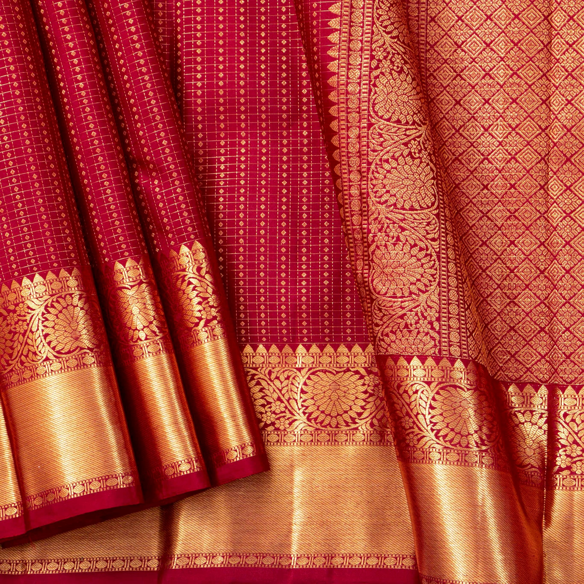 Maroon Kanchipuram Silk Saree For Bridal Wear PV MEN 253 - Silk Sari - Panjavarnam PV MEN 253