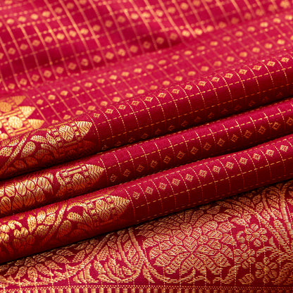 Maroon Kanchipuram Silk Saree For Bridal Wear PV MEN 253 - Silk Sari - Panjavarnam PV MEN 253