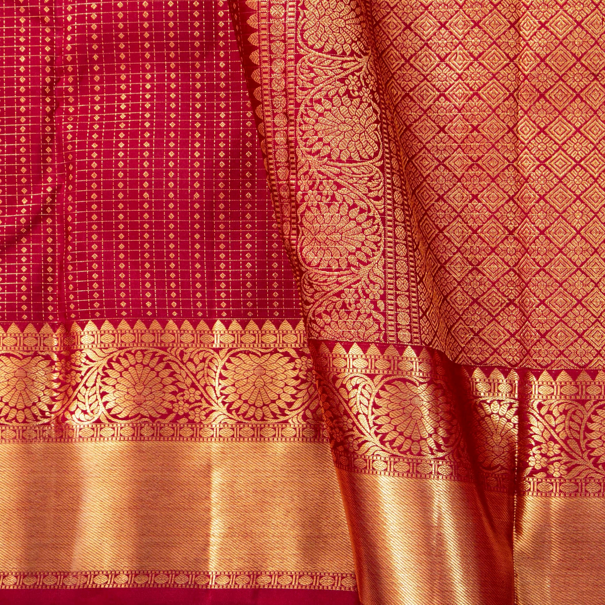 Maroon Kanchipuram Silk Saree For Bridal Wear PV MEN 253 - Silk Sari - Panjavarnam PV MEN 253