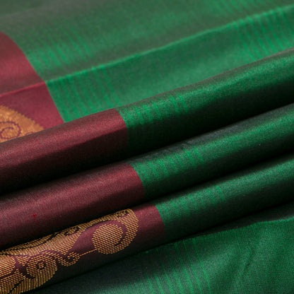 Green And Maroon Kanchipuram Silk Saree For Festive Wear PV MEN 120