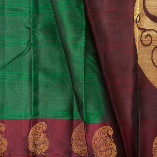 Green And Maroon Kanchipuram Silk Saree For Festive Wear PV MEN 120