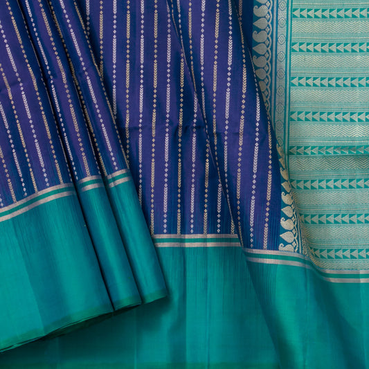Blue And Teal Handwoven Soft Silk Saree Pure Silk For Festive Wear PV NYC 1693