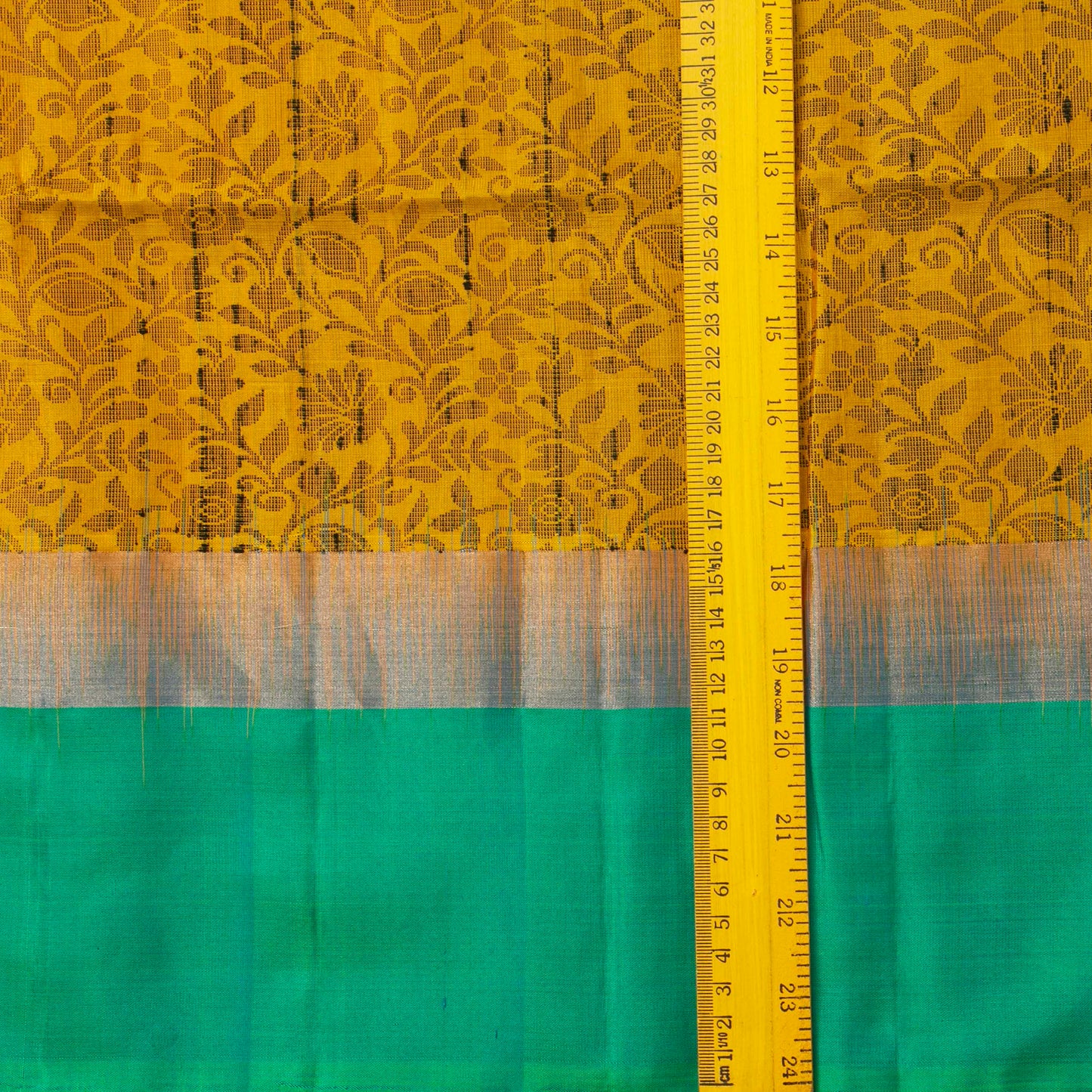 Yellow And Sea Green Handwoven Soft Silk Saree Pure Silk For Office Wear PV NYC 1688