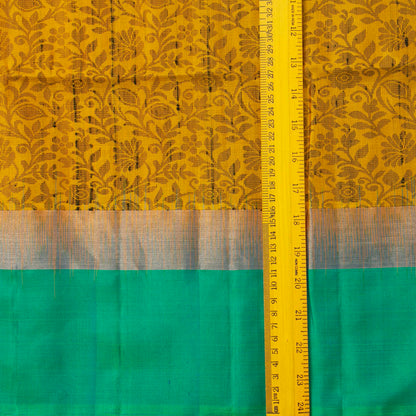 Yellow And Sea Green Handwoven Soft Silk Saree Pure Silk For Office Wear PV NYC 1688