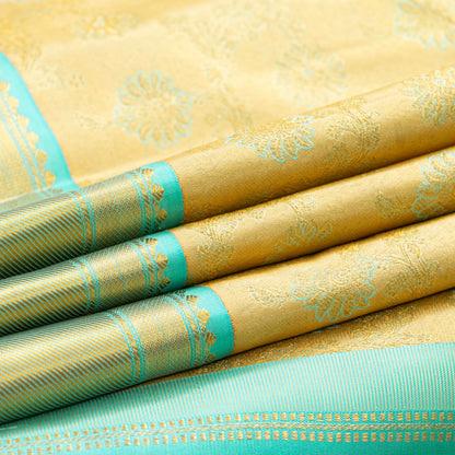 Gold And Blue Tissue Kanchipuram Silk Saree For Bridal Wear PV MEN 274 - Silk Sari - Panjavarnam PV MEN 274