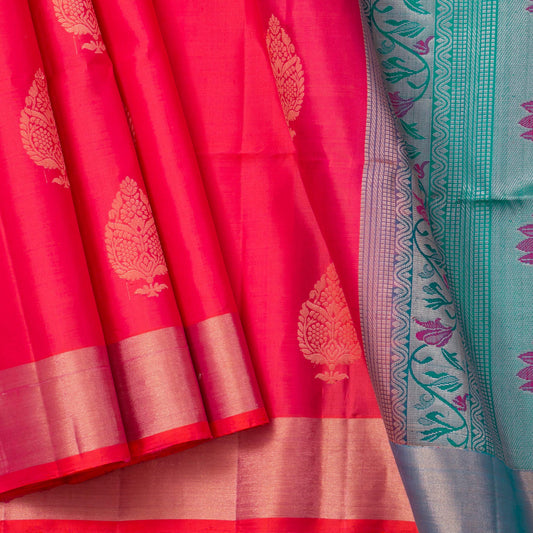 Pink And Blue Kanchipuram Soft Silk Saree For Festive Wear PV NYC 1696