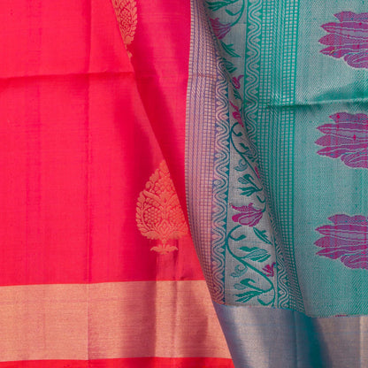 Pink And Blue Kanchipuram Soft Silk Saree For Festive Wear PV NYC 1696