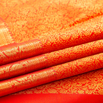 Red Kanchipuram Silk Saree For Festive Wear PV MEN 298 - Silk Sari - Panjavarnam PV MEN 298