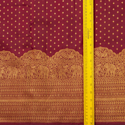 Maroon Kanchipuram Silk Saree For Festive Wear PV MEN 239 - Silk Sari - Panjavarnam PV MEN 239