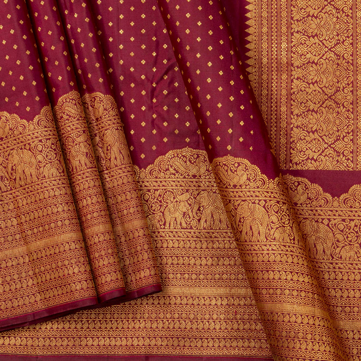 Maroon Kanchipuram Silk Saree For Festive Wear PV MEN 239 - Silk Sari - Panjavarnam PV MEN 239