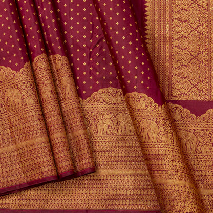 Maroon Kanchipuram Silk Saree For Festive Wear PV MEN 239 - Silk Sari - Panjavarnam PV MEN 239
