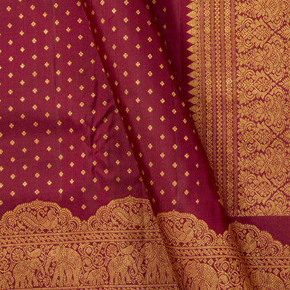 Maroon Kanchipuram Silk Saree For Festive Wear PV MEN 239 - Silk Sari - Panjavarnam PV MEN 239