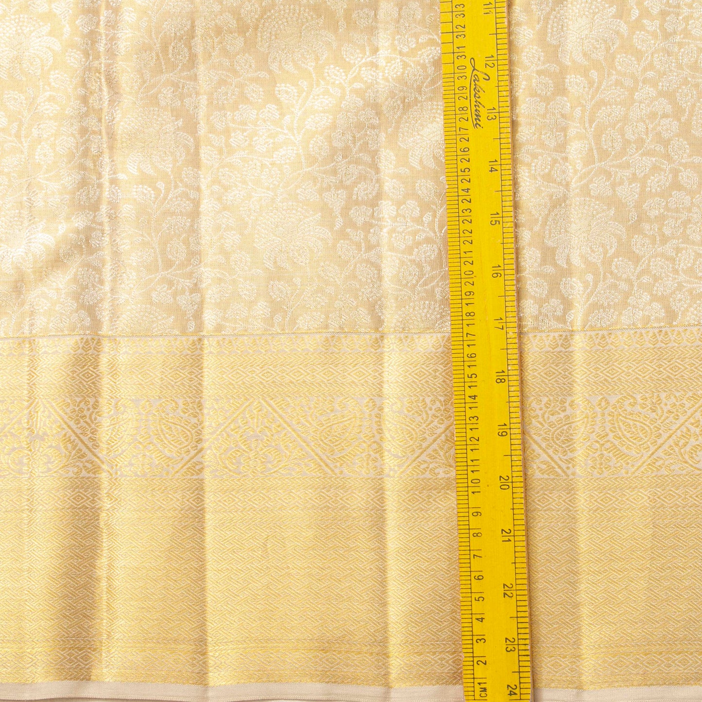 Off White Kanchipuram Silk Saree For Bridal Wear PV MEN 252