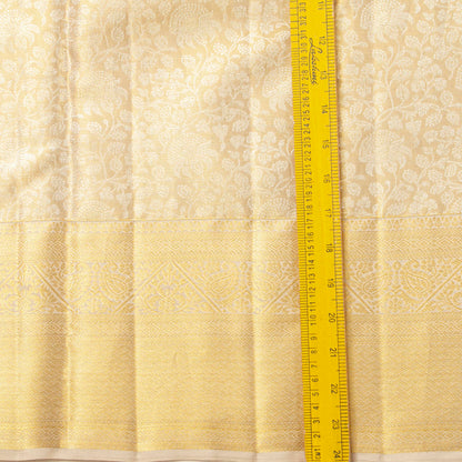 Off White Kanchipuram Silk Saree For Bridal Wear PV MEN 252