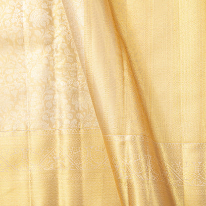 Off White Kanchipuram Silk Saree For Bridal Wear PV MEN 252