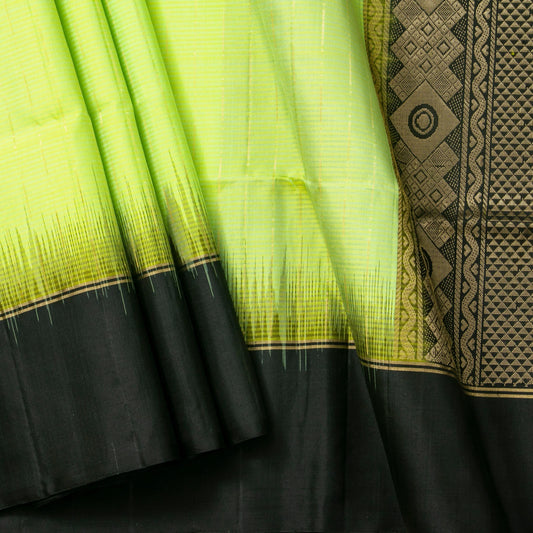 Green And Black Handwoven Soft Silk Saree Pure Silk For Festive Wear PV NYC 1689
